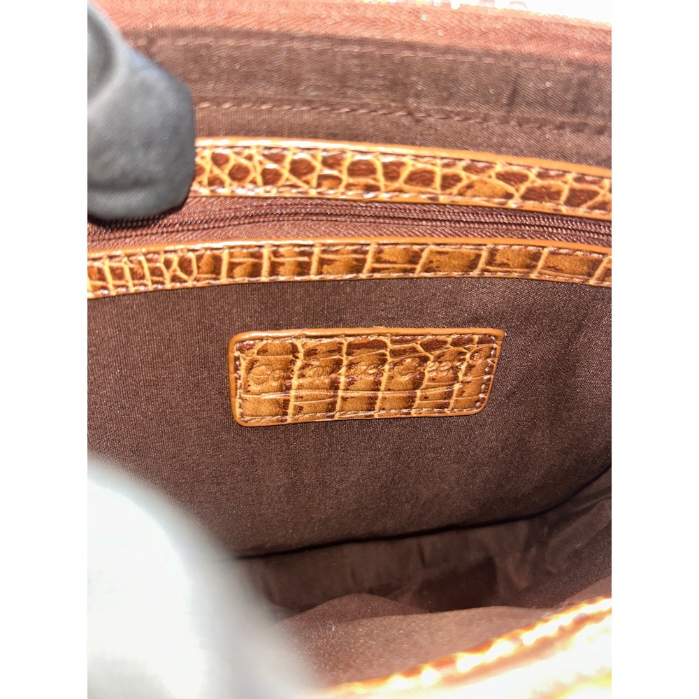 Coldwater Creek Vintage Sophie Brown Croc Embossed Leather Boho Crossbody Bag - Picture 5 of 14